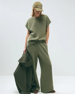 Khaki premium jersey twill top