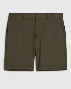 Khaki Regular Fit Linen Blend Shorts