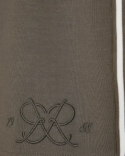 Khaki Regular Fit Monogram Taped Shorts