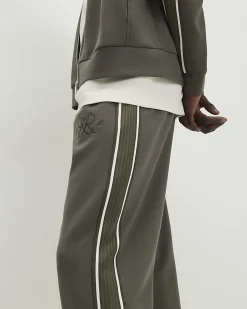 Khaki Regular Fit Monogram Taped Joggers
