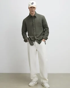 Khaki Regular Fit Textured Cross Hatch Shirt