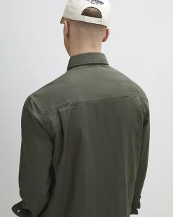 Khaki Regular Fit Textured Cross Hatch Shirt