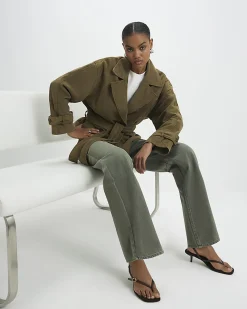 Khaki Relaxed Straight Jeans