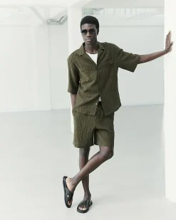 Khaki RI Studio Pleated Shorts