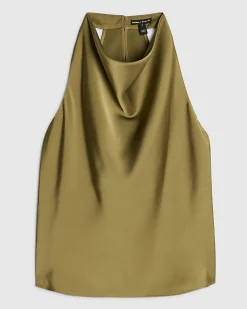 Khaki Satin Halter Neck Top