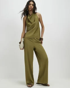 Khaki Satin Trousers