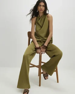 Khaki Satin Trousers