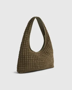 Khaki Scrunch Slouch Shoulder Bag