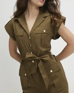 Khaki Sleeveless Utility Playsuit