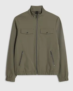 Khaki Slim Fit Comfort Stretch Funnel Jacket