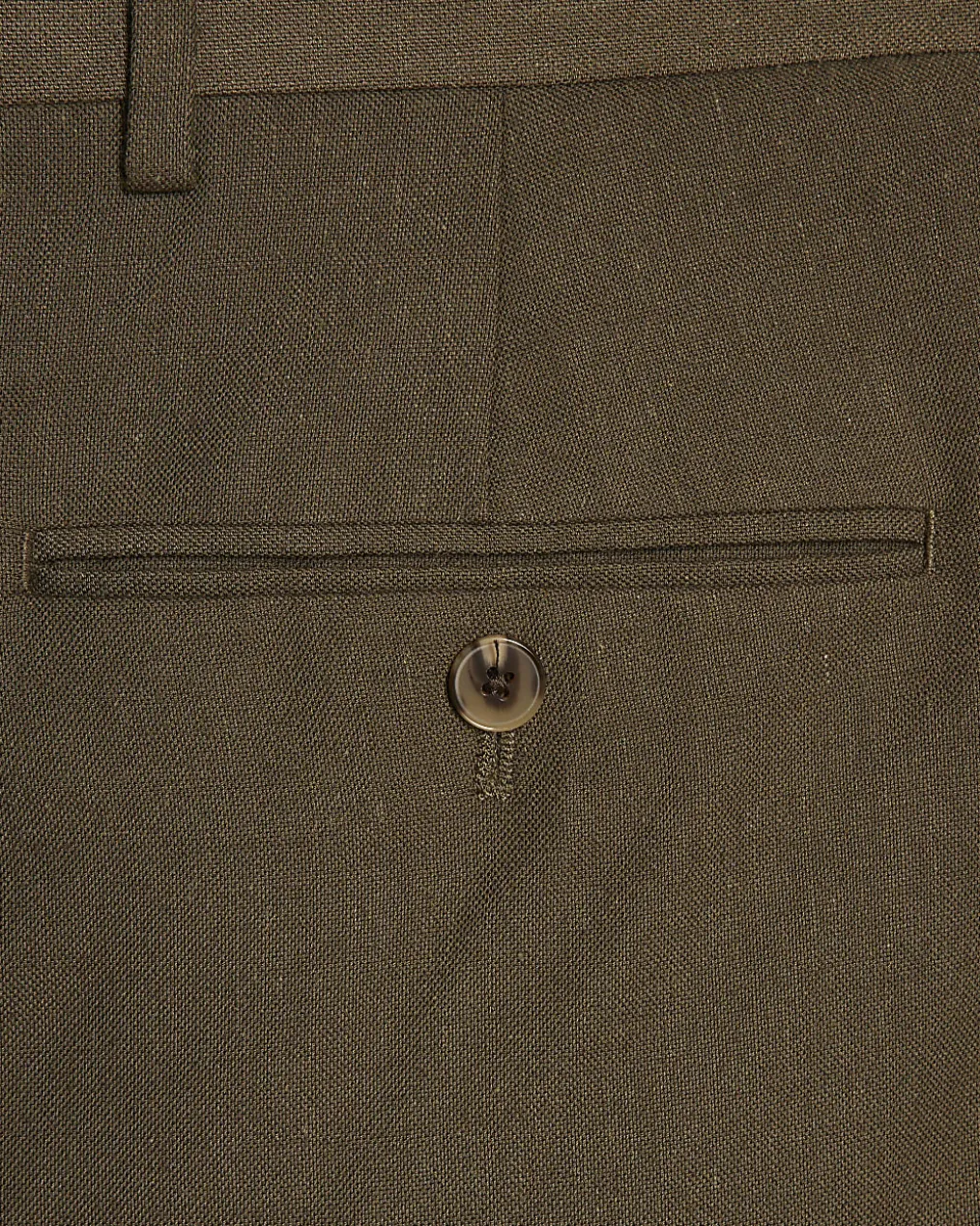 Khaki Slim Fit Linen Blend Suit Trousers