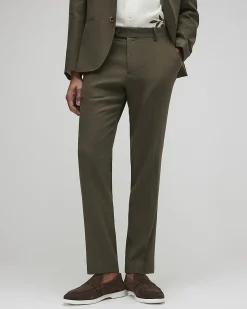 Khaki Slim Fit Linen Blend Suit Trousers