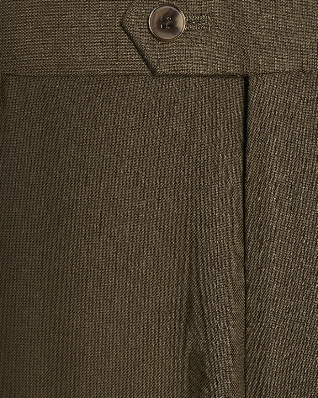 Khaki Slim Fit Linen Blend Suit Trousers