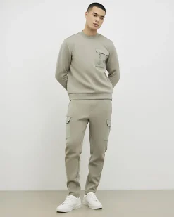 Khaki Slim Fit Nylon Pocket Sweatshirt