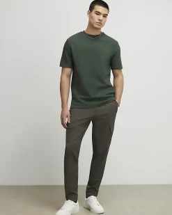 Khaki Slim Fit Textured Cotton T-Shirt