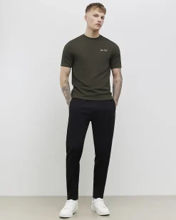 Khaki Slim Fit Textured Crew Neck T-Shirt