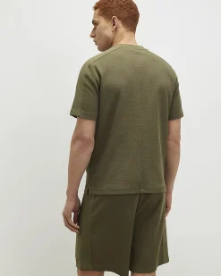 Khaki Slim Fit Textured Lightweight T-Shirt