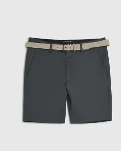 Khaki Slim Stretch Chino Short with Belt