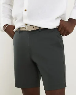 Khaki Slim Stretch Chino Short with Belt
