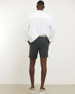 Khaki Slim Stretch Chino Short with Belt