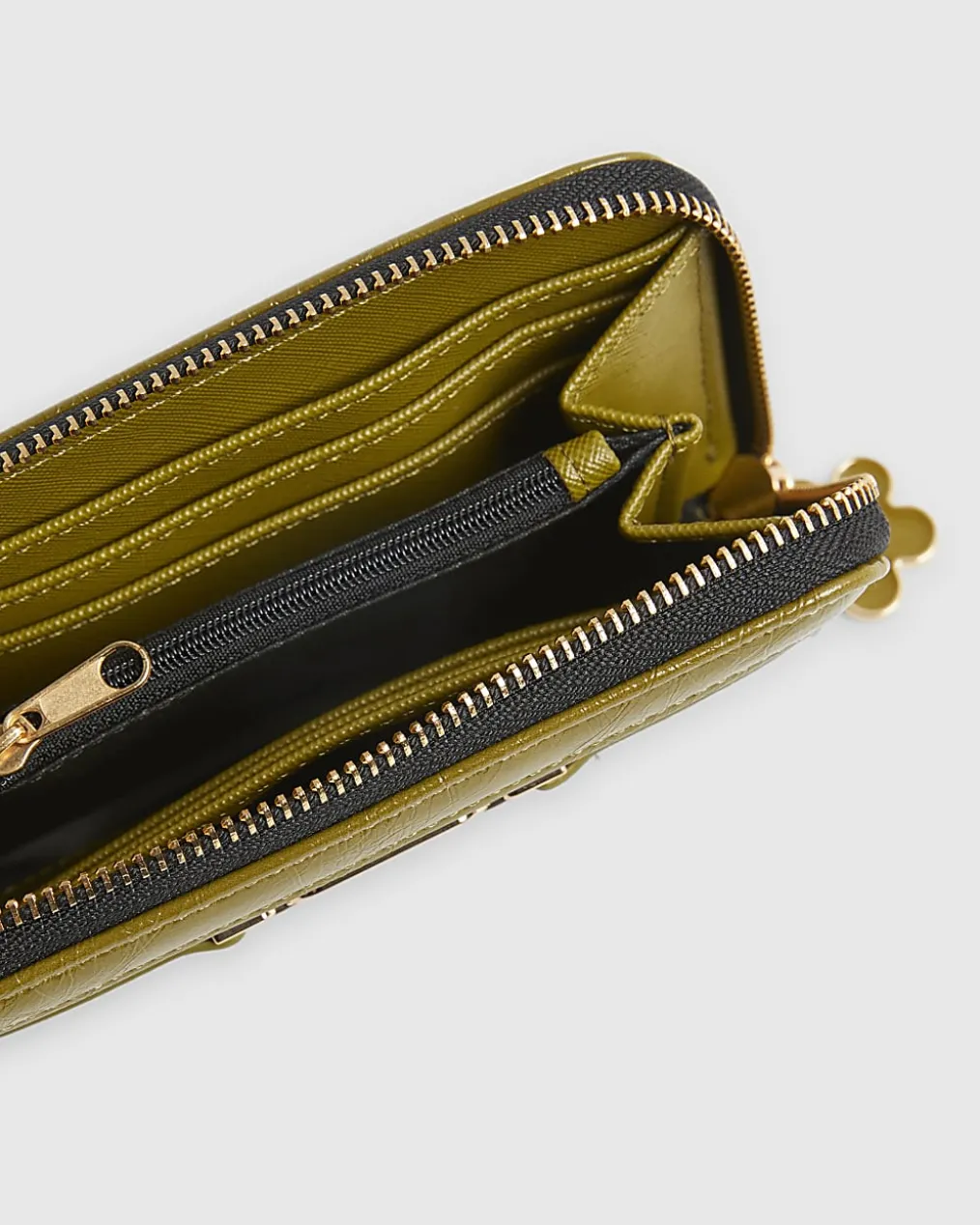 Khaki Tab Front Medium Purse