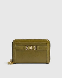 Khaki Tab Front Medium Purse