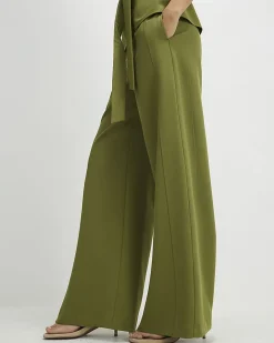 Khaki Tailored Wide Leg Trousers