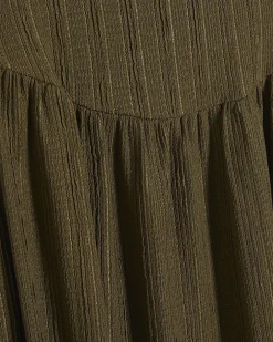Khaki Textured Midi Dress