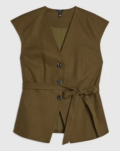 Khaki Tie Waist Top