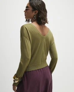 Khaki V Neck Cardigan