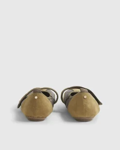 Khaki Velcro Strap Sneakerina Ballet Trainers