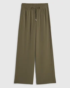 Khaki Wide Leg Tailored Joggers