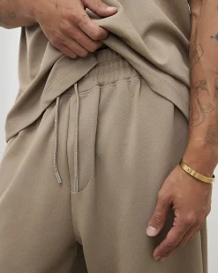 Khaki Wide Leg Twill Joggers