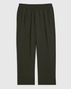 Khaki Wide Leg Waffle Textured Joggers