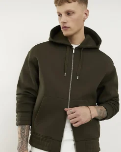 Khaki Zip Through Premium Hoodie