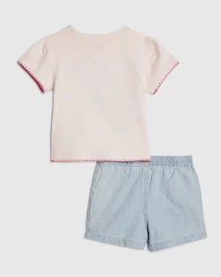 Mini Girls Blue Sealife T-shirt & Shorts Set