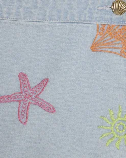 Mini Girls Denim Sea Fishes Waistcoat Set