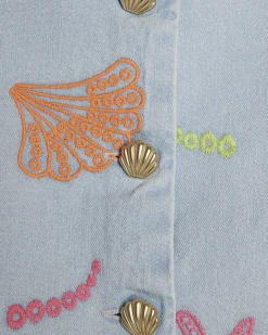 Mini Girls Denim Sea Fishes Waistcoat Set