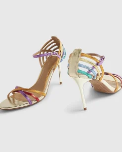 Multi Colour Caged Back Heeled Sandals