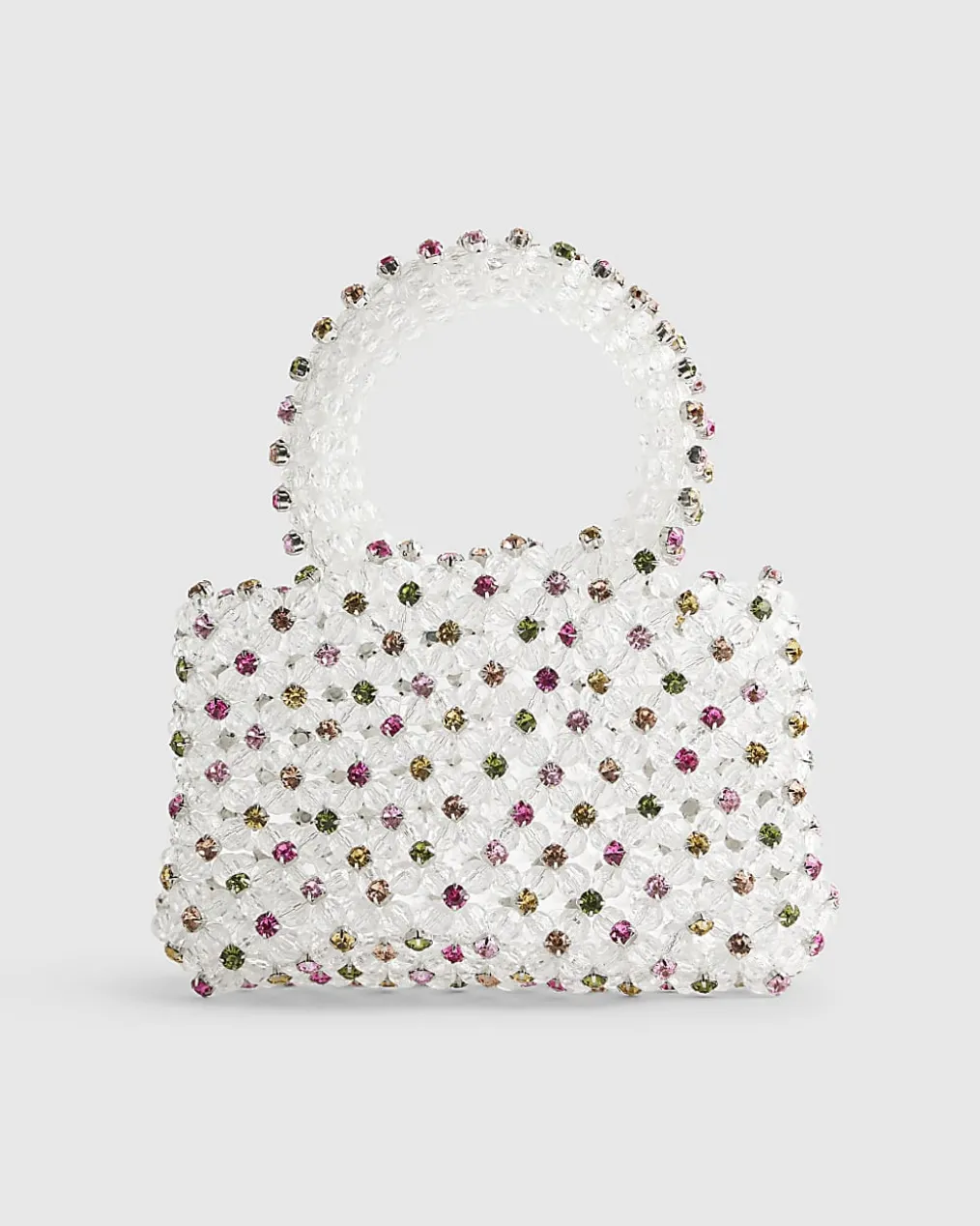 Multi Colour Diamante Beaded Clutch Bag