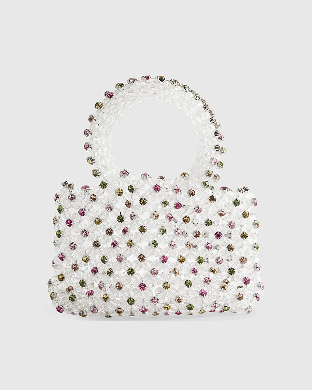 Multi Colour Diamante Beaded Clutch Bag