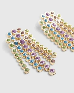 Multi Colour diamante waterfall earrings