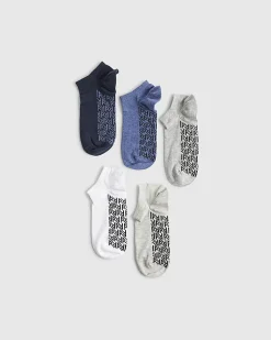 Multi Colour Rib Monogram Pack Of 5 Socks