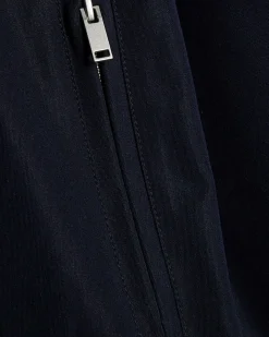 Navy Belted Bubble Hem Jacket