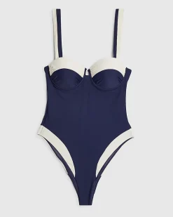 Navy Colour Block Shaping Swimsuit