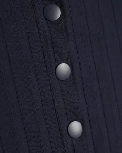 Navy Cotton Blend Popper Tank Top