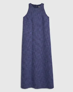 Navy Cotton Midi Dress