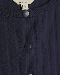 Navy Cotton Sleeveless Popper Mini Dress