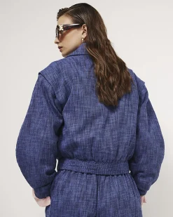 Navy Cotton Tailored Bomber Jacket