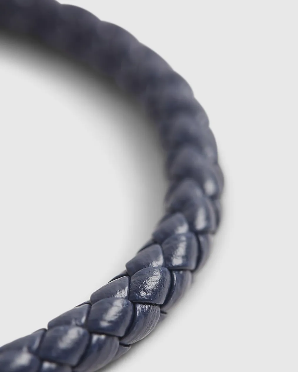 Navy Faux Leather Plaited Bracelet